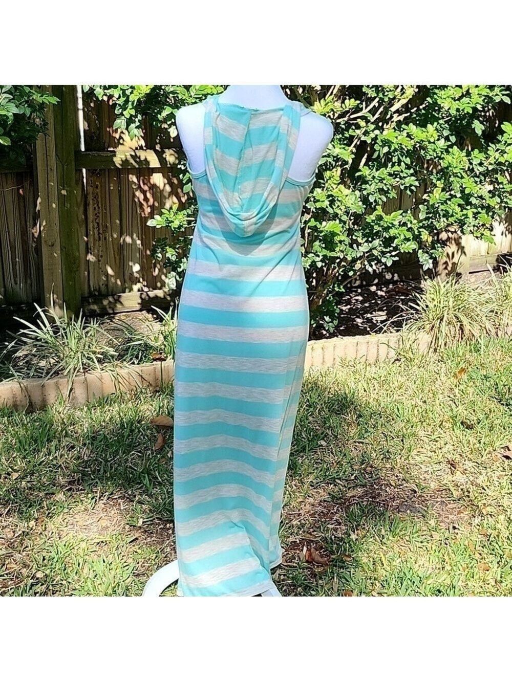 LILY BLEU MAXI DRESS TEAL & GREY - Picture 3 of 9